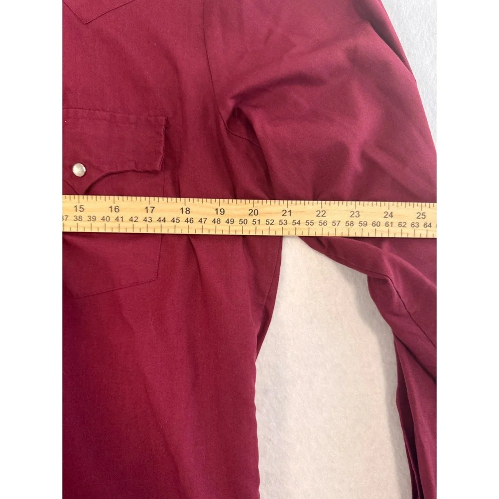 Vintage Pardners Mens Burgundy Red Western Pearl Snap Long Sleeve Shirt Korea